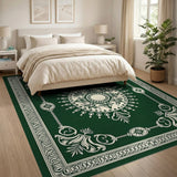 Elegant Emerald Green Persian Medallion Rug