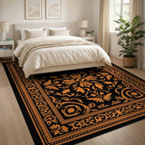 Elegant Orange Floral Persian Area Rug