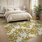 Gold Ornate Baroque Floral Area Rug