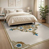 Opulent Blue Lotus Gold Medallion Area Rug