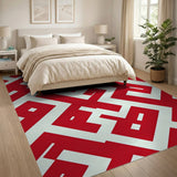Maze Bold Red Geometric Maze Area Rug