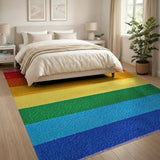 Multi-color and Patterns Vibrant Rainbow Striped Shag Area Rug