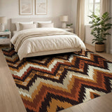 Southwestern Zigzag Brown Tan Area Rug