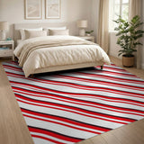 Bold Red Wavy Stripe Area Rug