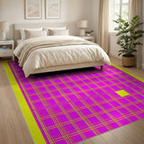 Multi-color and Patterns Vibrant Pink Yellow Plaid Area Rug