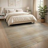 Beige Gold Striped Woven Area Rug