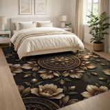 Gold Anemone Floral Medallion Area Rug