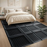 Modern Grey Grid Vent Area Rug