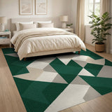 Geometric Modern Green Emerald Green Geometric Abstract Area Rug