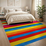 Multi-color and Patterns Vibrant Rainbow Striped Area Rug