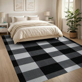 Check Black White Buffalo Check Area Rug
