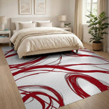 Red Red Abstract Swirl Area Rug