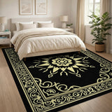 Black and Gold Ornate Star Medallion Area Rug