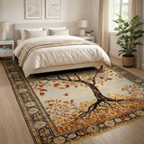 Gold and Silver Golden Tree of Life Persian Area Rug