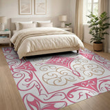 Pink Pink Ornate Persian Floral Area Rug
