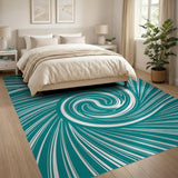 Geometric Modern Teal Swirl Geometric Area Rug