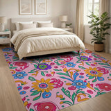 Vibrant Pink Multi-Floral Bohemian Area Rug