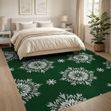 Green Snowflake Pattern Area Rug