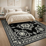 Elegant Black White Persian Area Rug
