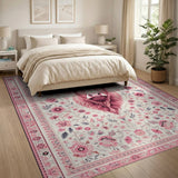 Blush Pink Shaggy Bull Floral Area Rug
