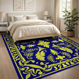 Navy Blue and Gold Ornate Persian Area Rug