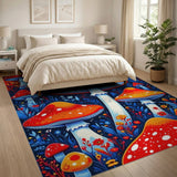 Whimsical Red Mushroom Forest Floral Vintage Area Rug