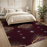 Geometric Modern Red Geometric Starburst Area Rug