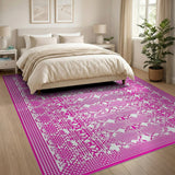 Vibrant Pink Geometric Dot Area Rug