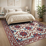 Red Blue Persian Star Floral Area Rug