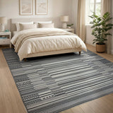 Geometric Modern Black and White Bold Black White Geometric Striped Area Rug