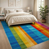 Multi-color and Patterns Geometric Modern Vibrant Rainbow Vertical Stripe Area Rug