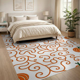 Orange Pumpkin Vine Swirl Area Rug