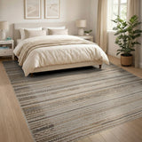 Brown Tan Striped Boho Area Rug