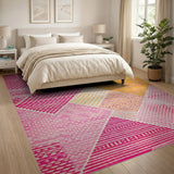 Vibrant Multi-color and Patterns Vibrant Pink Yellow Geometric Area Rug