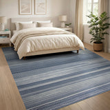 Blue and Teal Navy Blue Horizontal Stripe Area Rug