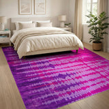 Vibrant Purple Pink Wave Tie-Dye Area Rug