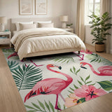 Pink Flamingo Tropical Coastal Area Rug