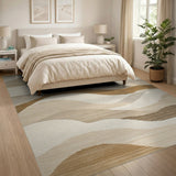 Wavy Beige Abstract Area Rug
