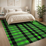 Bold Green Black Checkered Area Rug