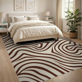 Brown and Tan Wavy Brown Zebra Stripe Area Rug