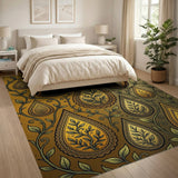 Golden Paisley Vine Area Rug