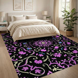 Purple Purple Floral Swirl Area Rug