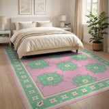 Pink Green Floral Persian Area Rug