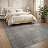 Modern Grey Textured Weave Area Rug