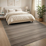 Grey Grey Striped Textured Woven Area Rug