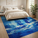 Vintage Surfboards Blue Waves Coastal Rug