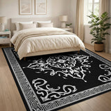 Black and White Traditional Persian Elegant Black White Persian Medallion Area Rug