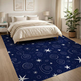 Navy Star Swirl Abstract Area Rug