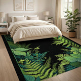 Lush Green Ferns Butterflies Area Rug