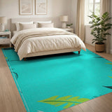 Teal Leaf Textured Area Rug